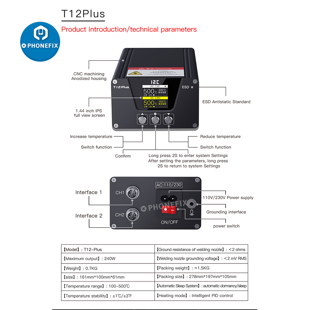 i2C T12 PLUS Soldering Station - Electronics Repair Plus บทวิจารณ์และราคา