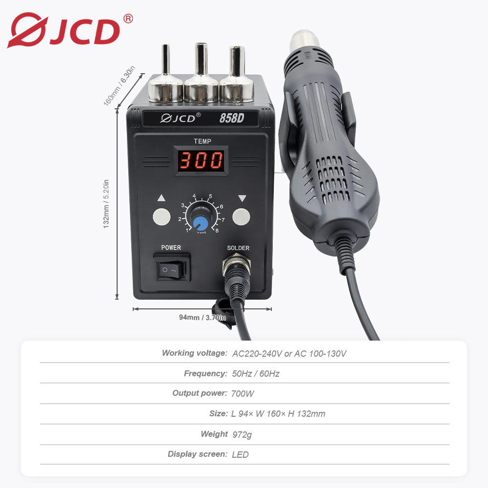 JCD Hot Air Gun 858D 700W BGA  - Hot Air Station 858 บทวิจารณ์และราคา